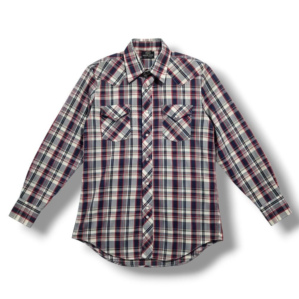Vintage Sears Western Wear Plaid Snap Button Shirt Long Sleeve Men’s Large